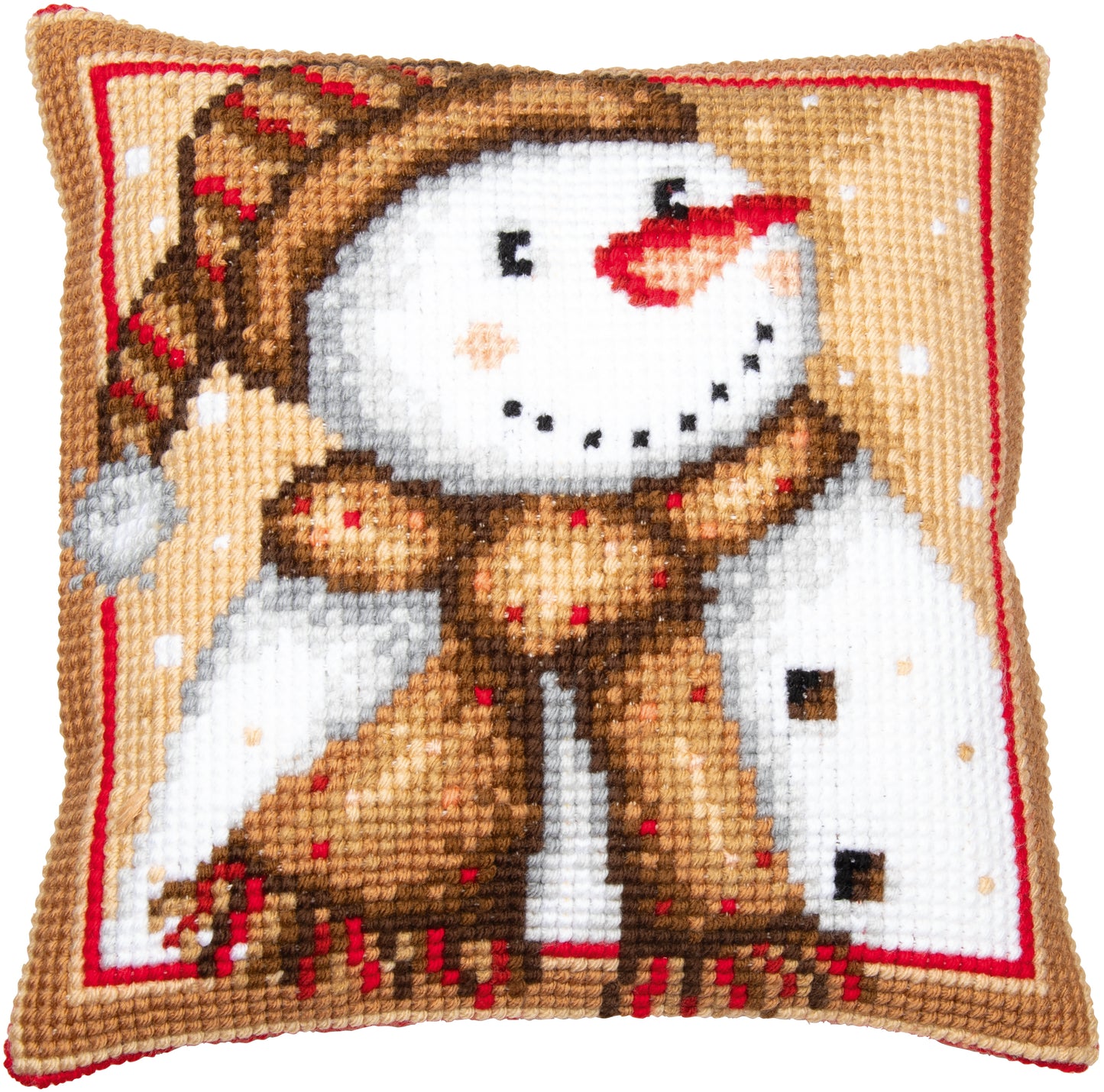 Snowman Cross Stitch Cushion - Vervaco