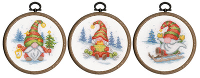 Christmas Gnomes: Set of 3 Christmas Cross Stitch Kit Vervaco