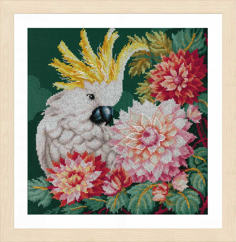 Lanarte Cross Stitch Kit - Cockatoo's Dahlias