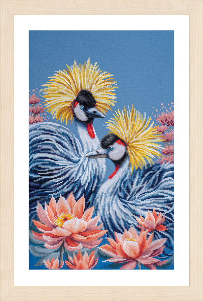 Black Crowned Cranes Cross Stitch Kit ~ Lanarte