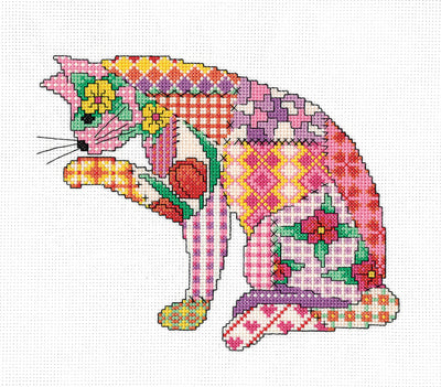 Patchwork Cat Cross Stitch Kit Heritage Crafts