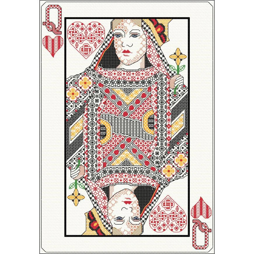 Queen of Hearts Blackwork Kit  - Doodlecraft Design