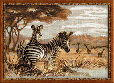 Riolis Cross Stitch Kit - Zebras in the Savannah