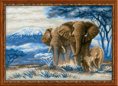 Riolis Cross Stitch Kit - Elephants in the Savannah