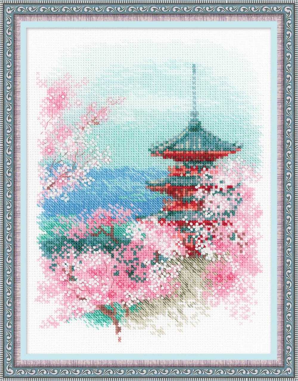 Riolis Cross Stitch Kit - Sakura - Pagoda