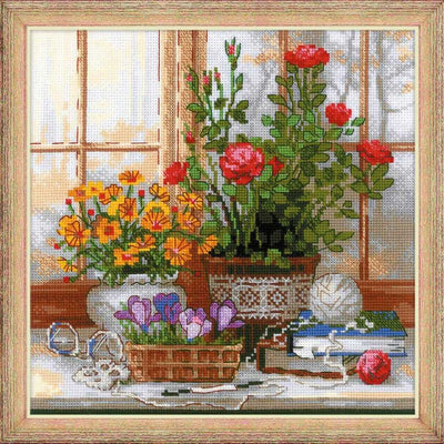 Riolis Cross Stitch Kit - Crocuses on Windowsill