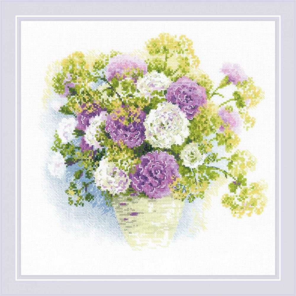 Riolis Cross Stitch Kit - Watercolour Carnations