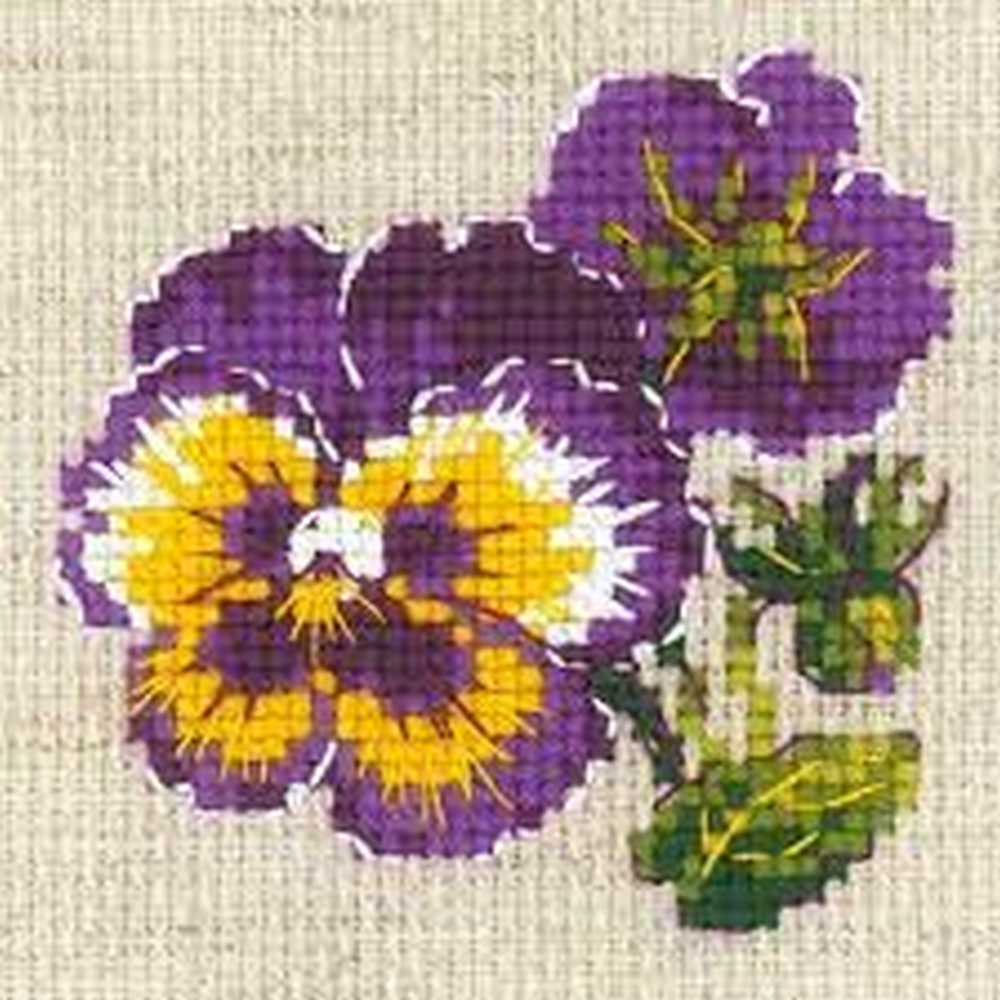 Riolis Cross Stitch Beginner Kit - Pair of Pansies