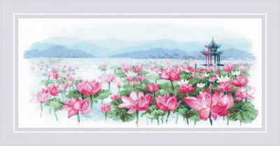 Riolis Cross Stitch Kit - Lotus Field - Pagoda