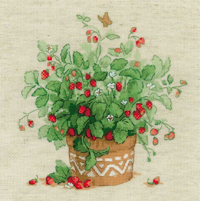 Riolis Cross Stitch Kit - Strawberries in a Pot