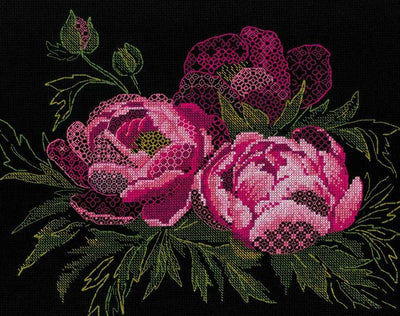 Riolis Cross Stitch Kit - Lace Peonies SALE