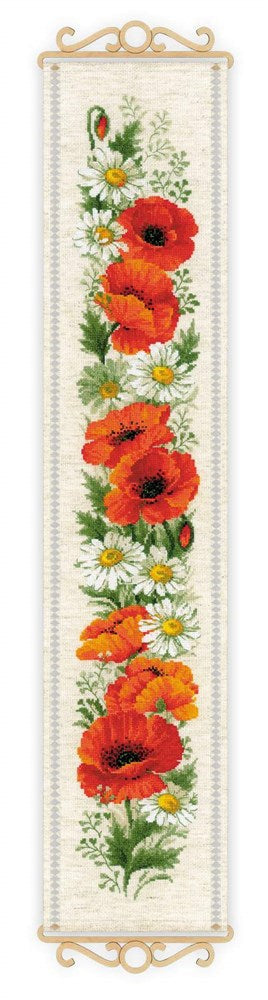 Riolis Cross Stitch Kit - Poppies and Daisies Wall Hanger