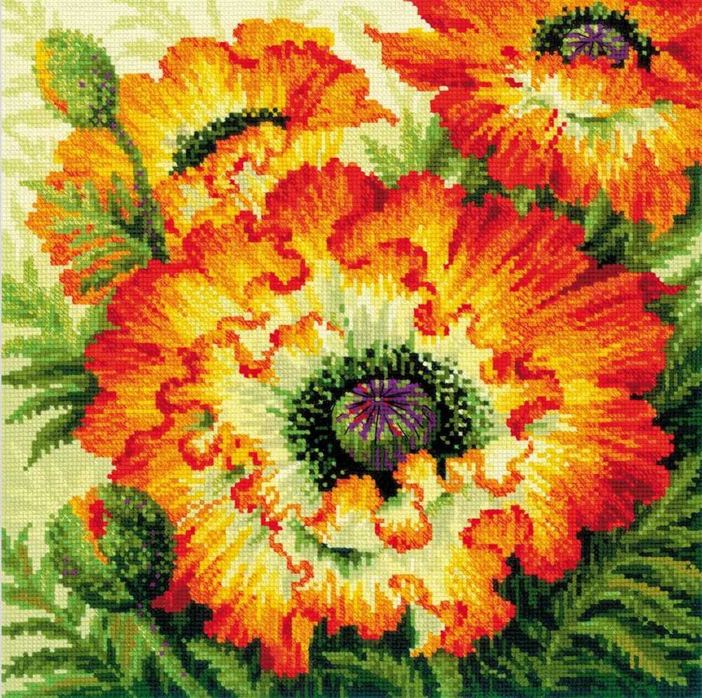 Riolis Cross Stitch Kit - Fire Poppies