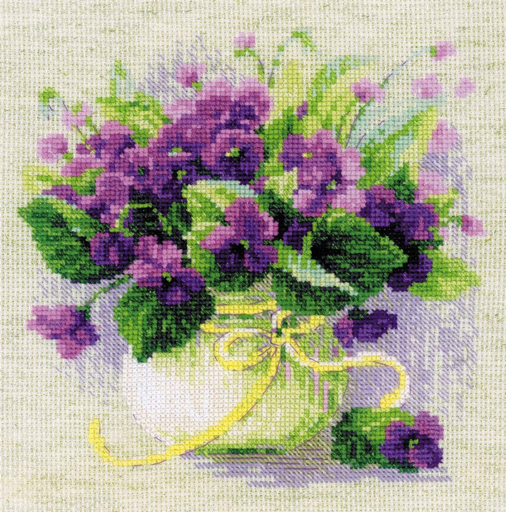 Riolis Cross Stitch Kit - Violets in a Pot