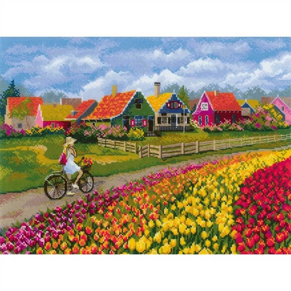 Tulip Field Cross Stitch Kit - Riolis