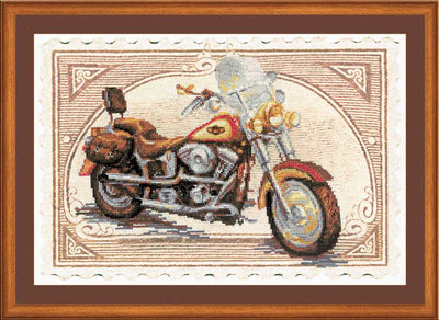 Riolis Embellished Cross Stitch Kit - Harley Motorbike Style DISCONTINUED