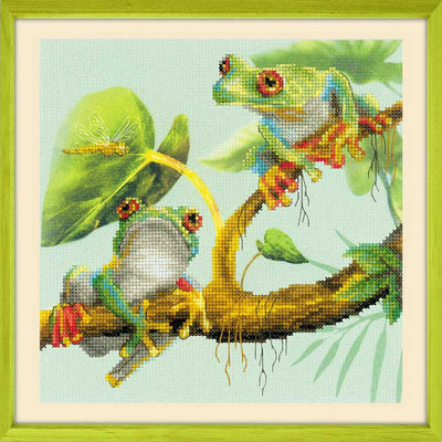 Riolis Embellished Cross Stitch Kit - Tree Frogs