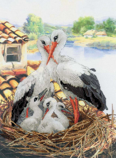 Riolis Embellished Cross Stitch Kit - Stork Family