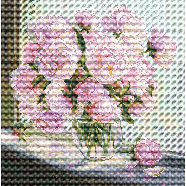 Peonies on the Window Cross Stitch Kit - Andriana