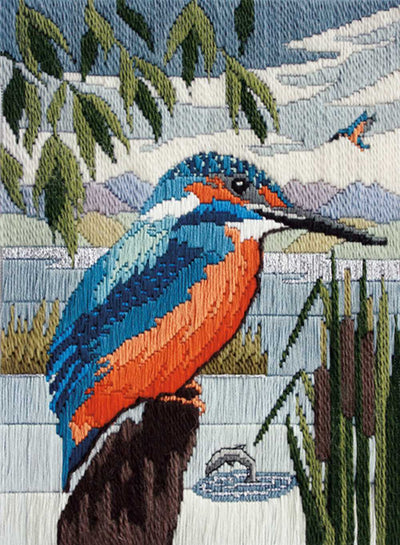 Long Stitch - Kingfisher In Silks by Derwentwater Designs