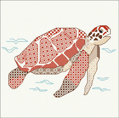 Blackwork Sea Turtle (Colour) Kit - Doodlecraft Design