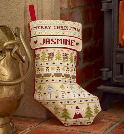 Snowman Christmas Stocking Cross Stitch Kit Historical Sampler Co