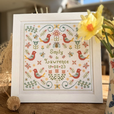 Songbird Wedding Sampler Cross Stitch Kit Historical Sampler Co
