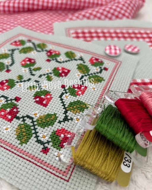 Little Dove Designs Cross Stitch Biscornu Kit - Strawberry Fayre
