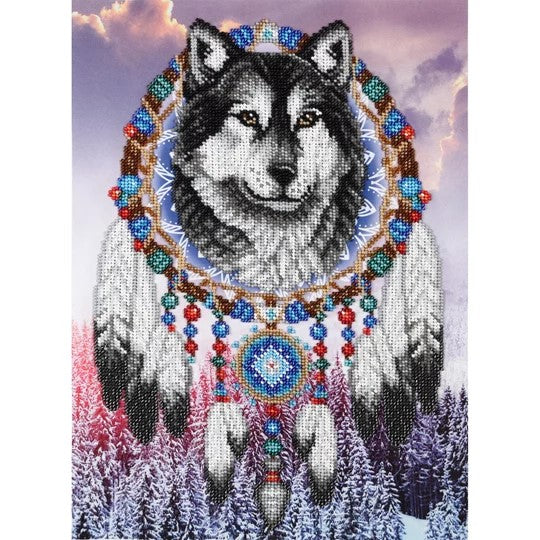 Dreamcatcher Wolf Beaded Embroidery Kit ~ VDV