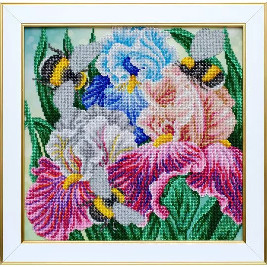 Irises & Bumblebees Beaded Embroidery Kit ~ VDV