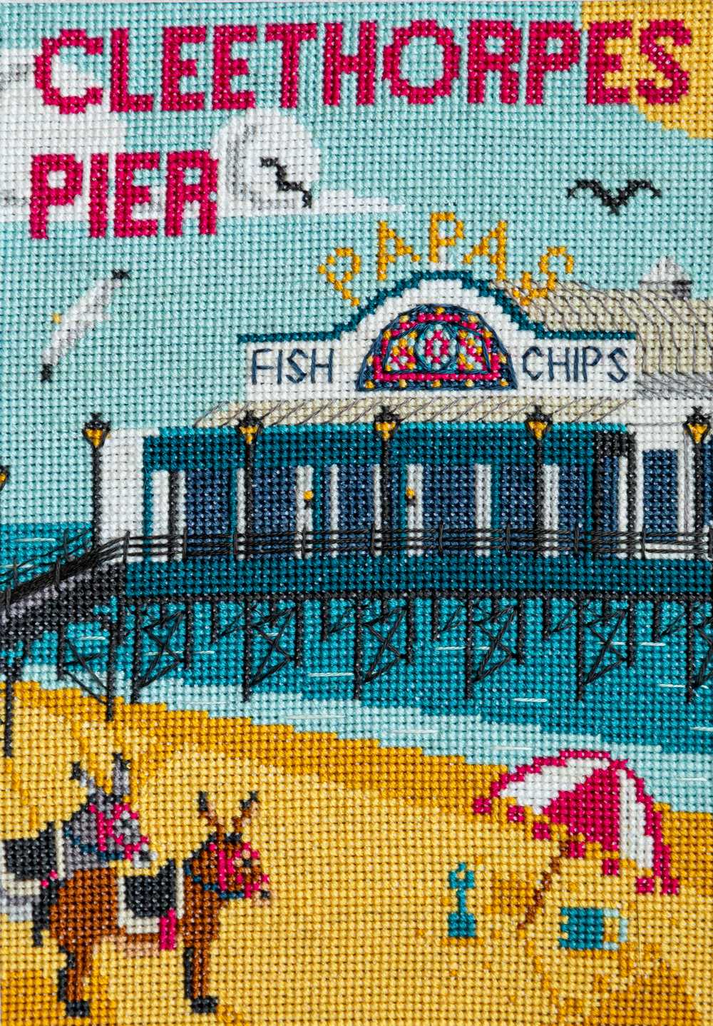 Donkeys At Cleethorpes Pier Cross Stitch Kit - Trouvaille Stitch Kits