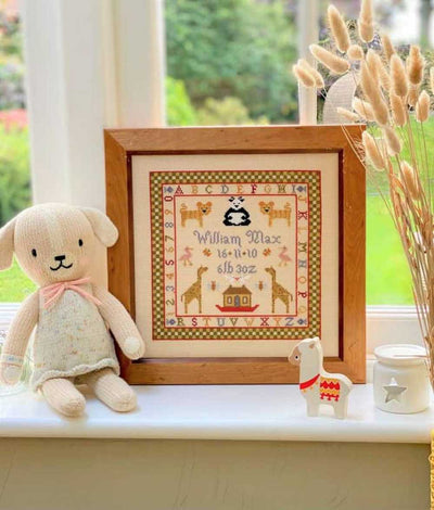 Two by Two Birth Sampler Cross Stitch Kit Historical Sampler Co