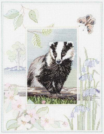 Wildlife - Badger Cross Stitch Kit by Derwentwater Designs