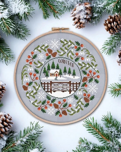 Little Dove Designs Cross Stitch Kit - Seasonal Circle ~ Winter