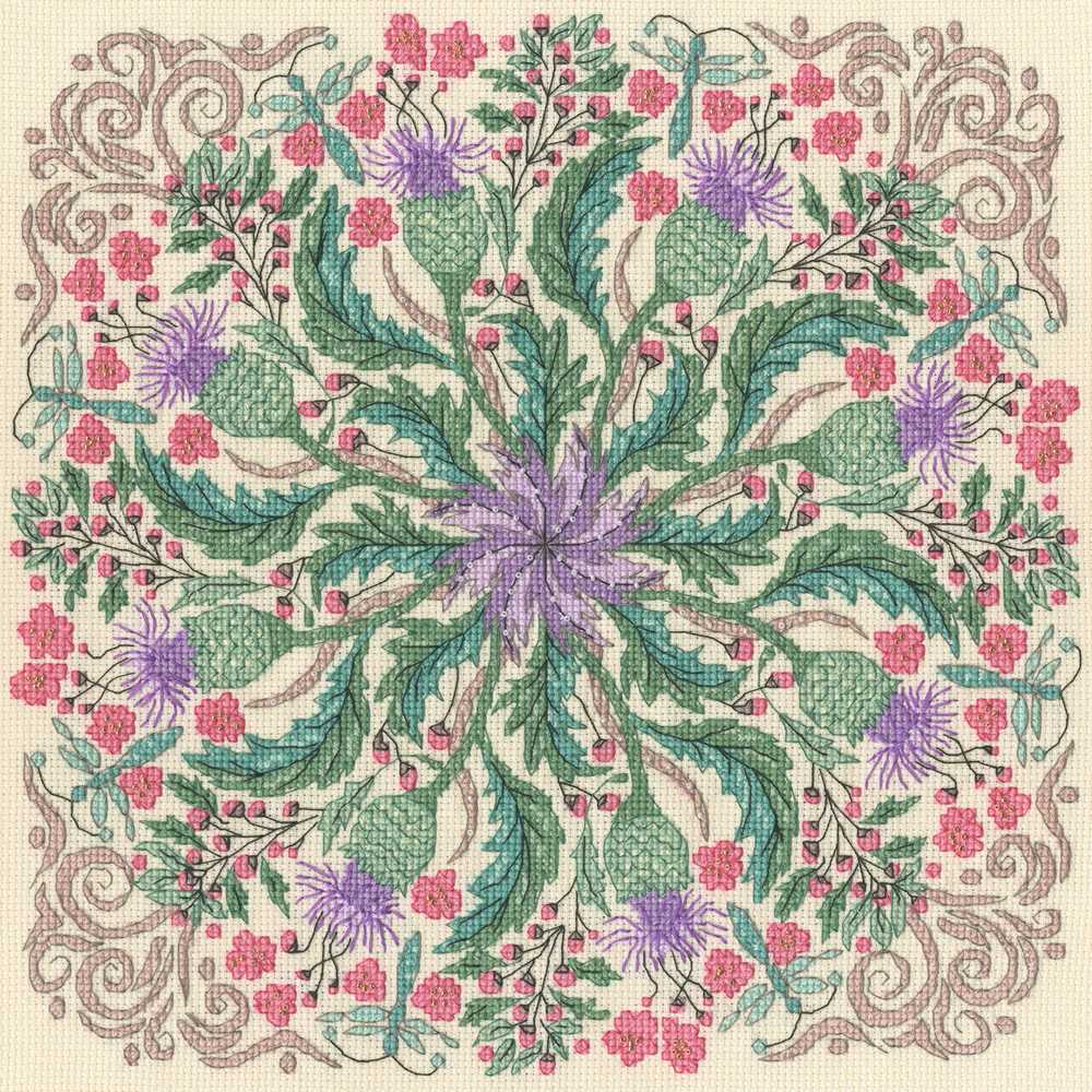Swirling Thistles Cross Stitch Kit ~ Bothy Threads