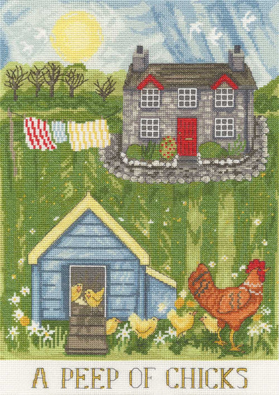 A Peep of Chicks Cross Stitch Kit ~ Bothy Threads