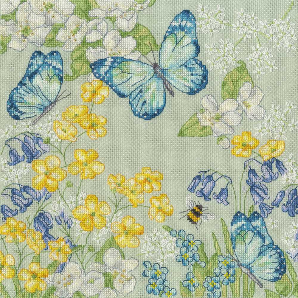 Aquamarine Meadow Cross Stitch Kit ~ Bothy Threads