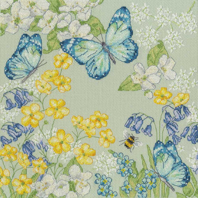 Aquamarine Meadow Cross Stitch Kit ~ Bothy Threads