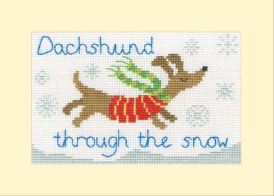 Dachshund Through The Snow Card Cross Stitch Kit ~ Bothy Threads