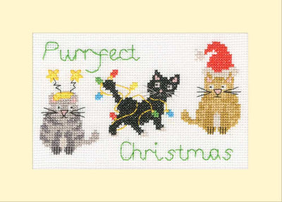 Purrfect Christmas Card Cross Stitch Kit ~ Bothy Threads