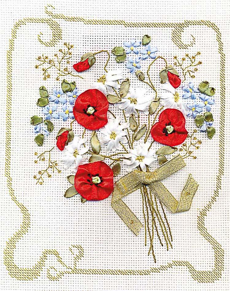Compliments Bouquet Ribbon Embroidery Kit ~ PANNA