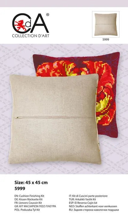 Natural Cushion Back with Zipper ~Collection D'Art 45 x 45cm