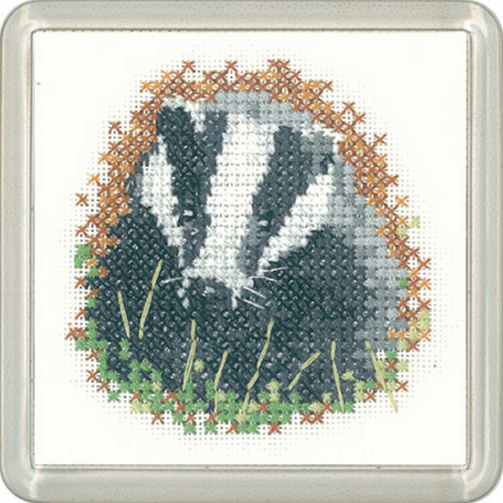 Badger   Cross Stitch Coaster Kit Heritage Crafts