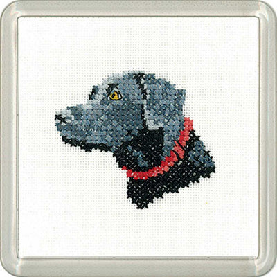 Black Labrador   Cross Stitch Coaster Kit Heritage Crafts