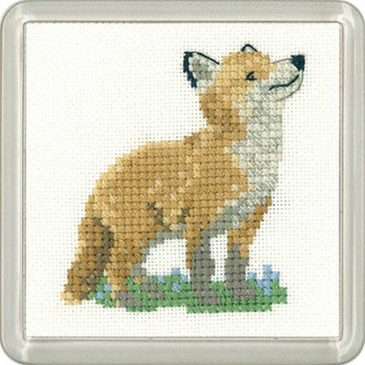 Fox Cub   Cross Stitch Coaster Kit Heritage Crafts