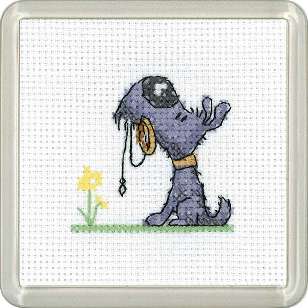 Walkies Coaster Golden Years   Cross Stitch Coaster Kit Heritage Crafts