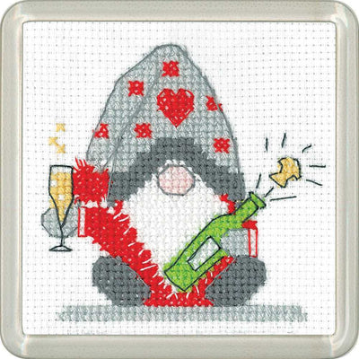 Christmas Fizz Gonk COASTER Cross Stitch Kit - Heritage Crafts