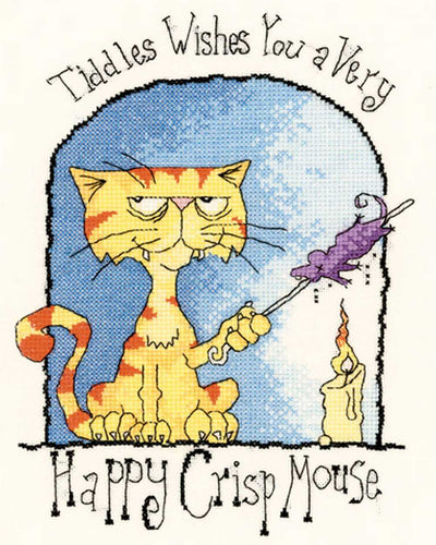 Happy Crisp Mouse Cats Rule  Cross Stitch Kit Heritage Crafts (Evenweave)