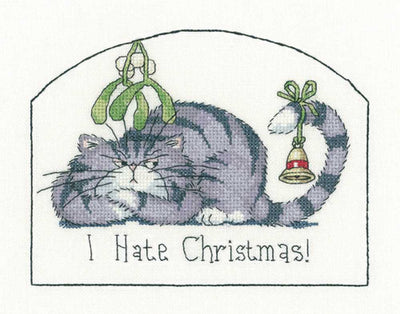 I Hate Christmas Cats Rule  Cross Stitch Kit Heritage Crafts (Evenweave)