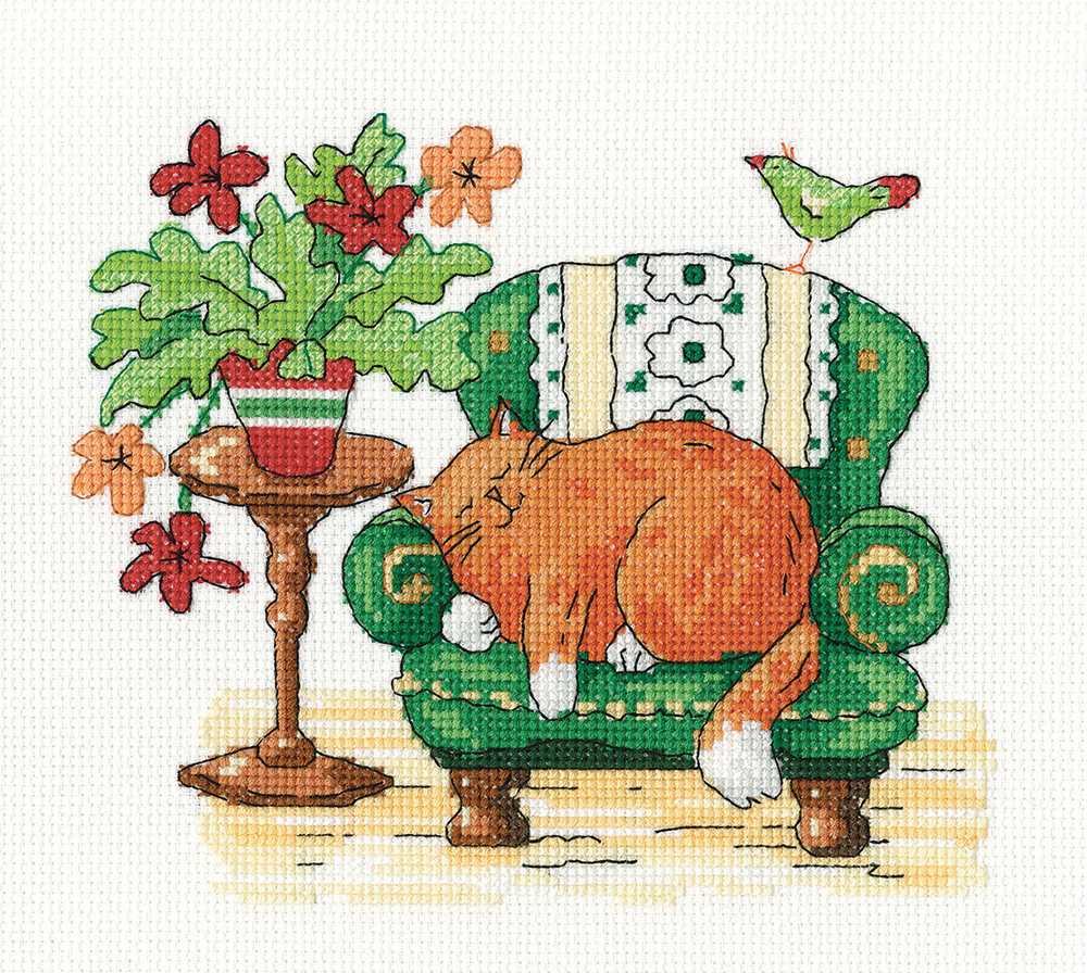 Sleeping Cat  Cross Stitch Heritage Crafts